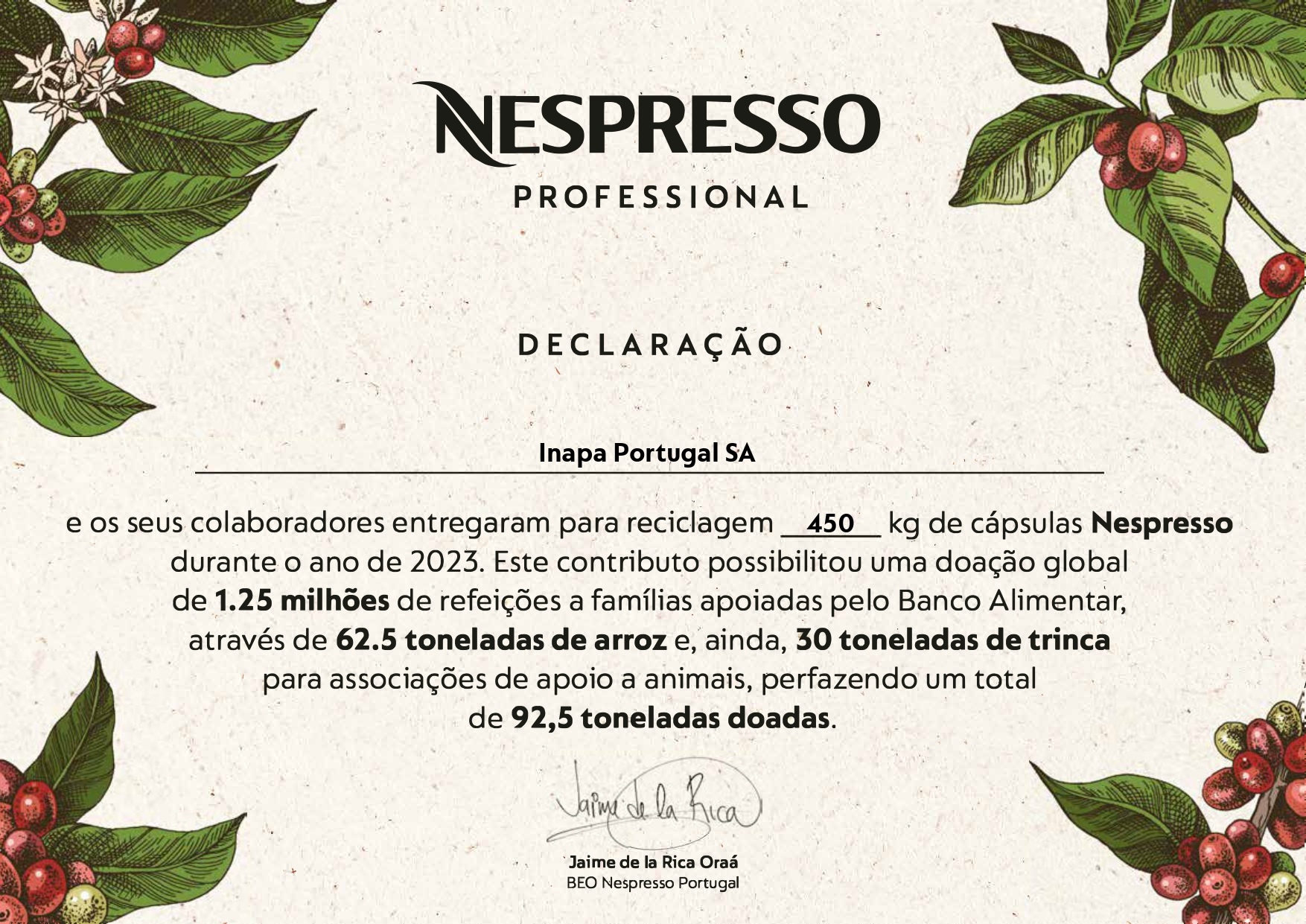 Inapa e a Nespresso (2024)